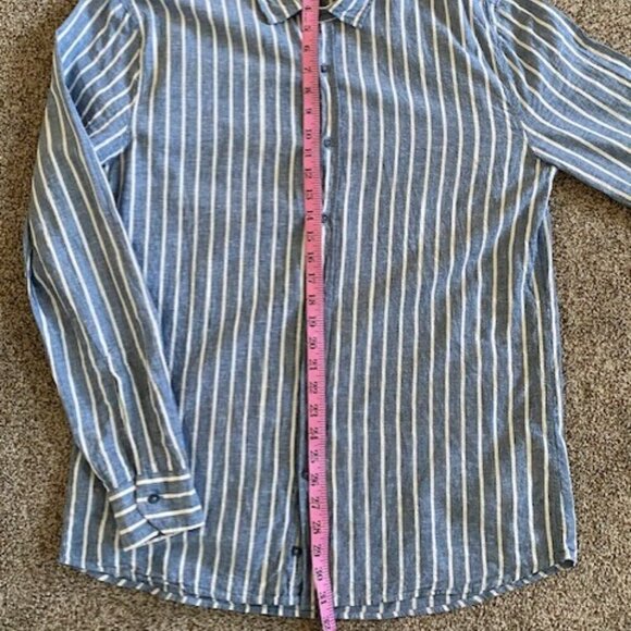 INTIMISSIMI Uomo Blue Striped Linen/Cotton Button Up Shirt XL - Picture 13 of 15